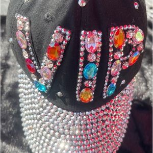 VeryImportantPerson BLING CAP BLK w/ Red/Red/Blue/Clear/Pink/Yellow Stone in VIP